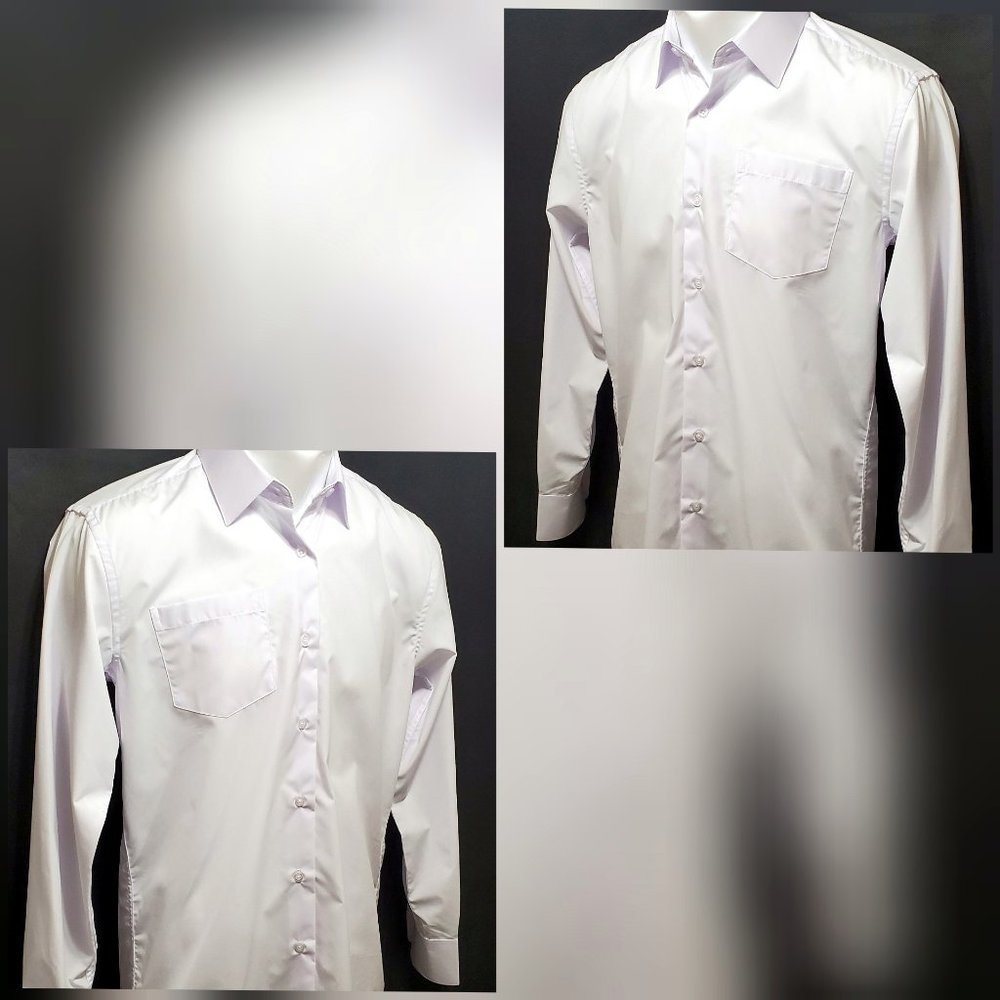 2 Berlioni Italy White Long Sleeve Dress Shirts